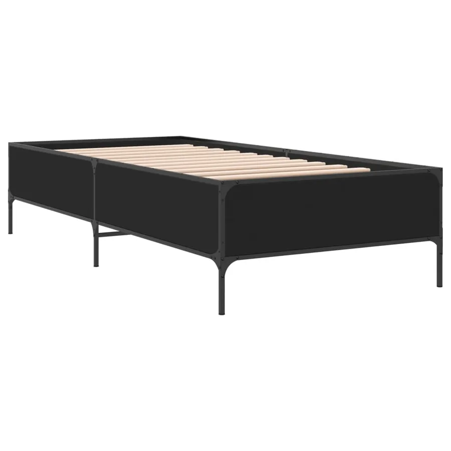 Cadre de lit sans matelas noir 75x190 cm - 6