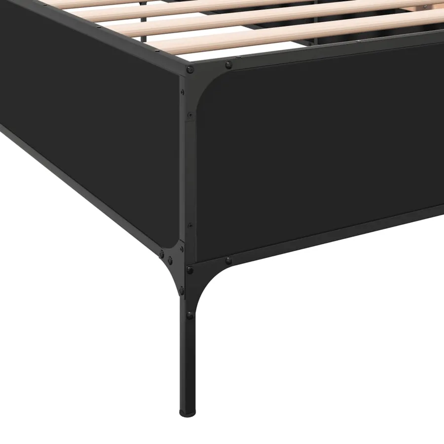 Cadre de lit sans matelas noir 75x190 cm - 7