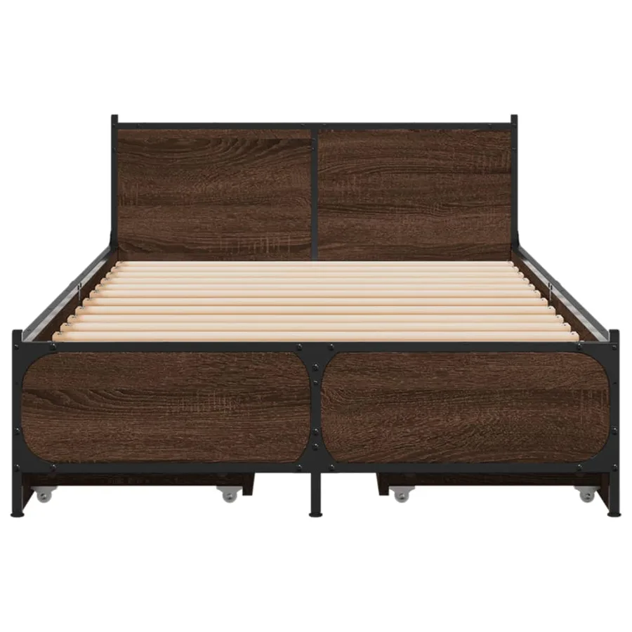 Cadre de lit avec tiroirs sans matelas chêne marron 75x190 cm - 4