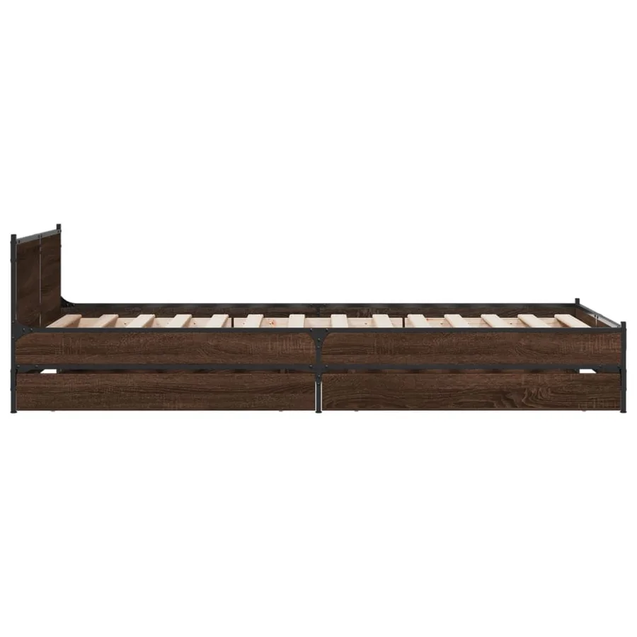 Cadre de lit avec tiroirs sans matelas chêne marron 75x190 cm - 5