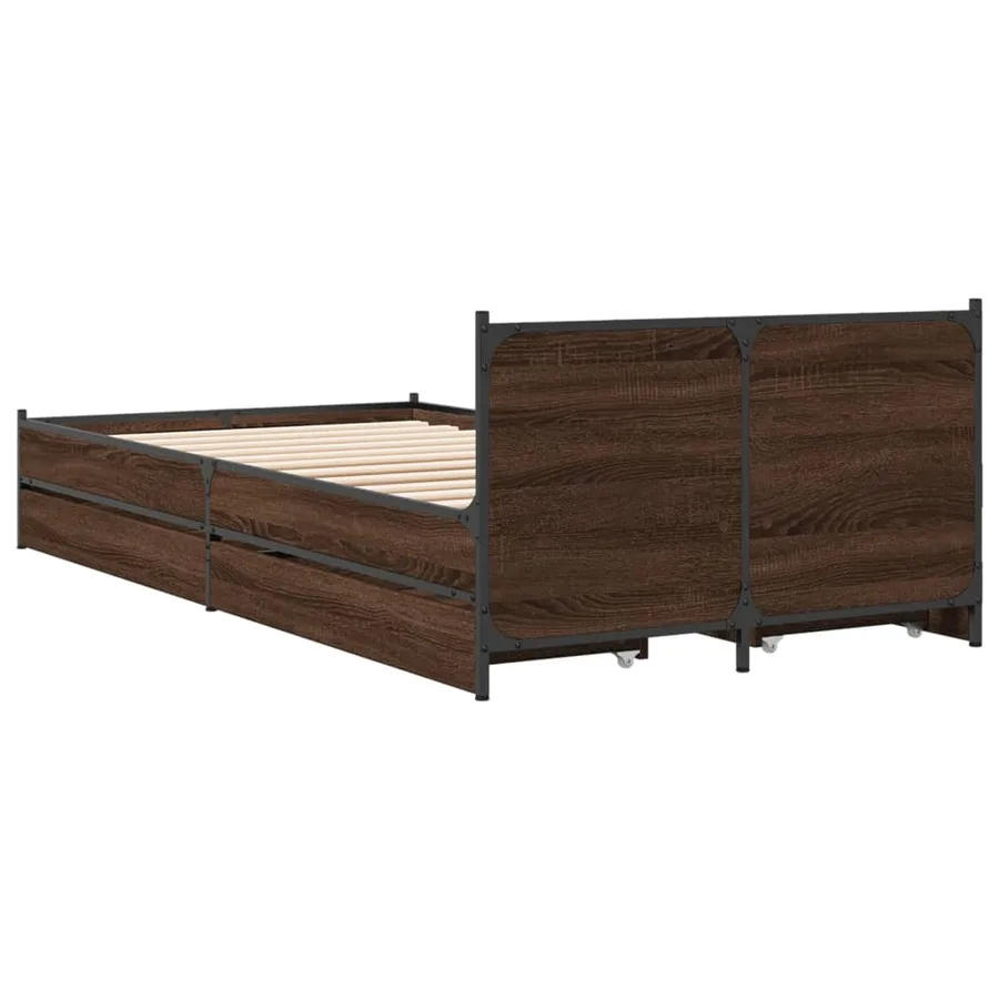 Cadre de lit avec tiroirs sans matelas chêne marron 75x190 cm - 6