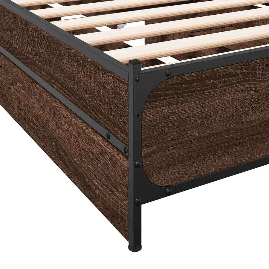 Cadre de lit avec tiroirs sans matelas chêne marron 75x190 cm - 8