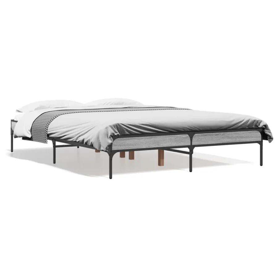 Cadre de lit sans matelas sonoma gris 135x190 cm - 2