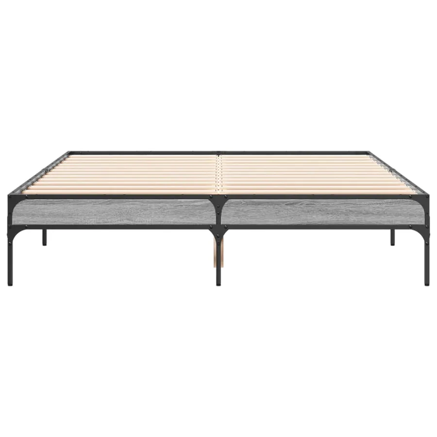 Cadre de lit sans matelas sonoma gris 135x190 cm - 4