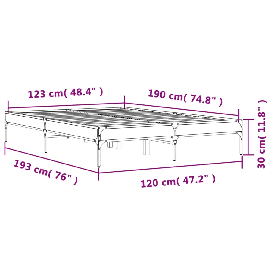 Cadre de lit sans matelas chêne marron 120x190 cm - 9