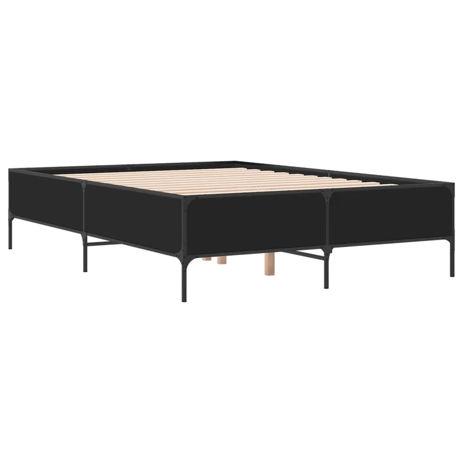 Cadre de lit sans matelas noir 135x190 cm - 3