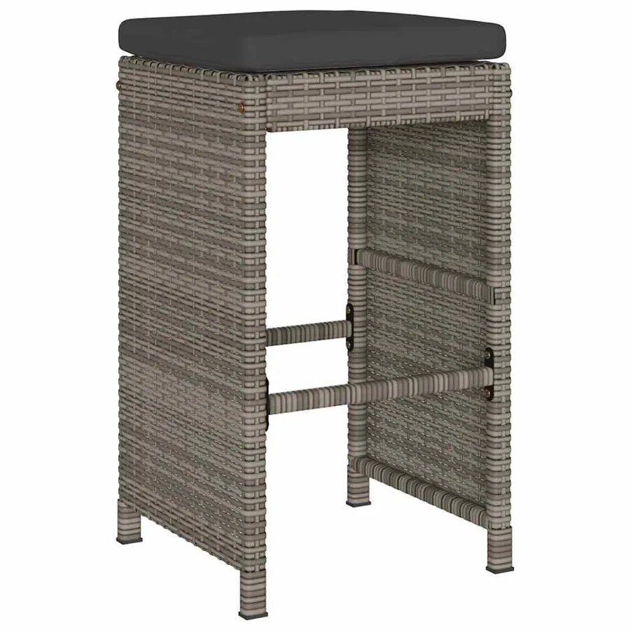 Tabourets de bar de jardin et coussins lot de 4 résine tressée - 3