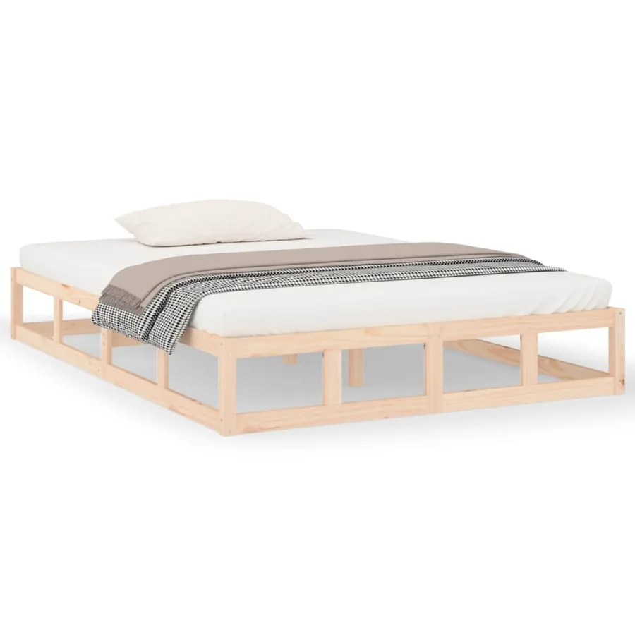 Cadre de lit sans matelas 135x190 cm bois massif - 2