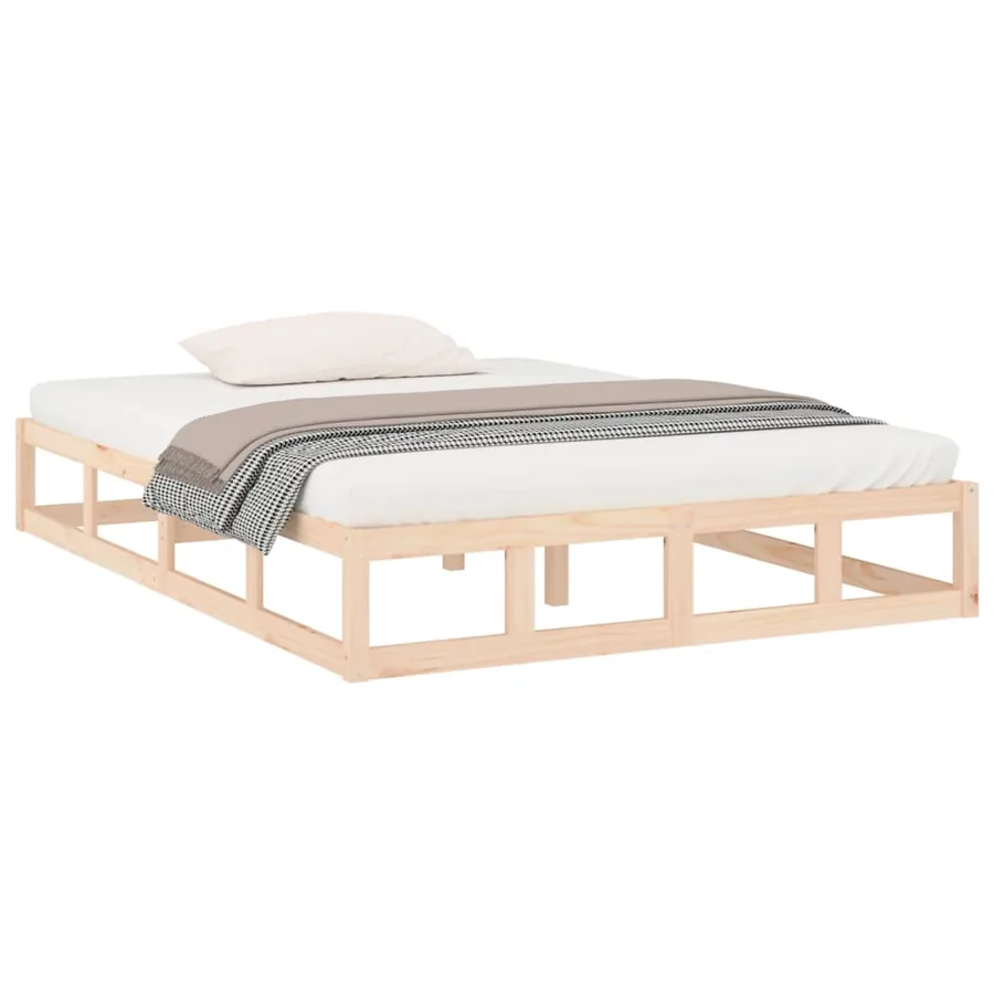Cadre de lit sans matelas 135x190 cm bois massif - 3