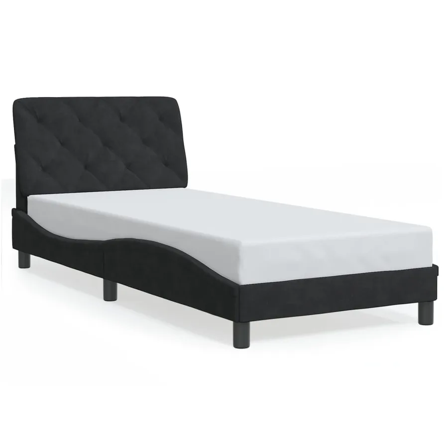 Cadre de lit avec LED sans matelas noir 90x190 cm velours - 5