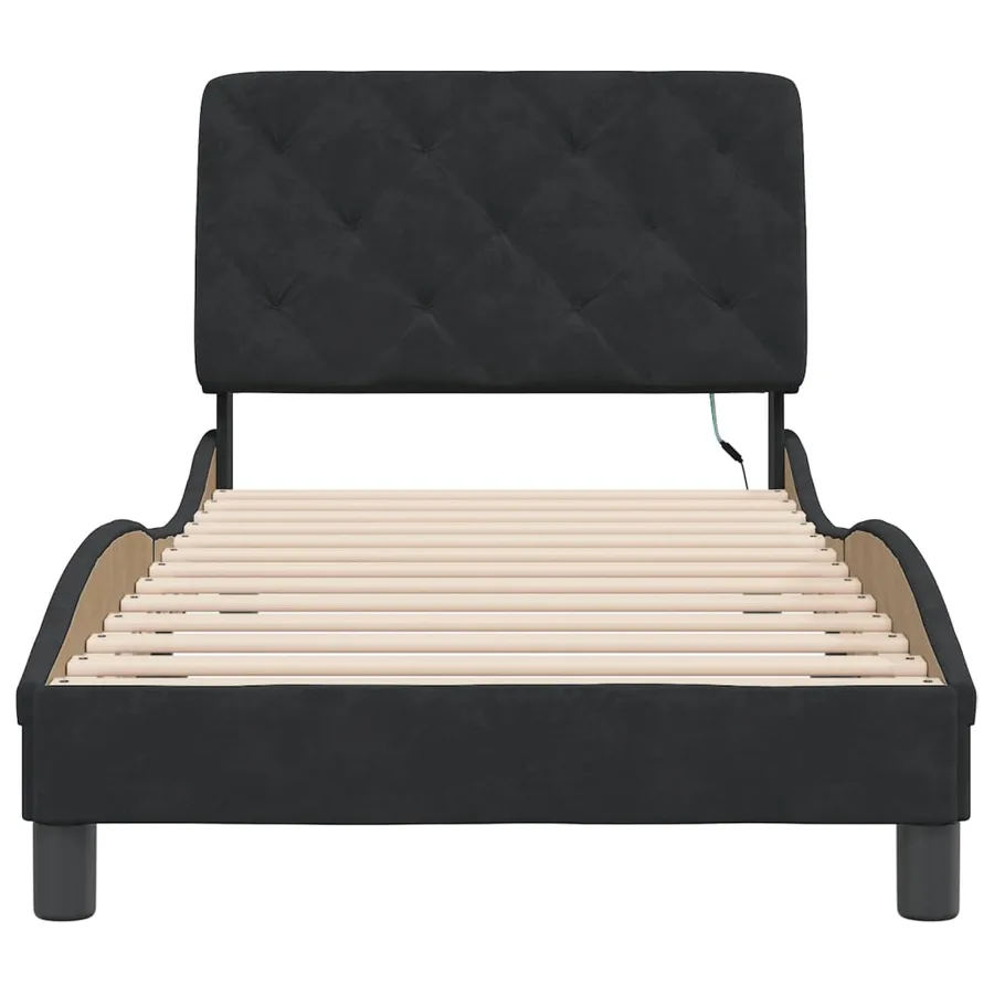 Cadre de lit avec LED sans matelas noir 90x190 cm velours - 6