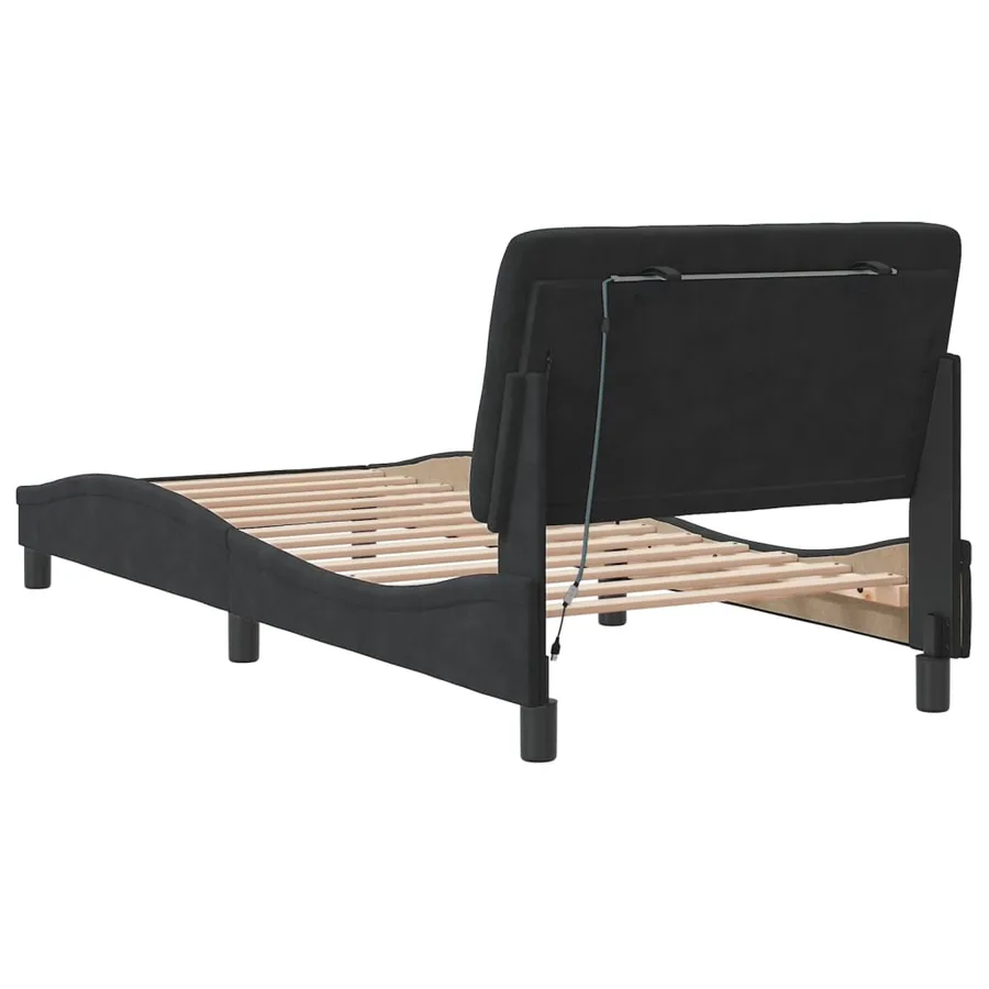 Cadre de lit avec LED sans matelas noir 90x190 cm velours - 8