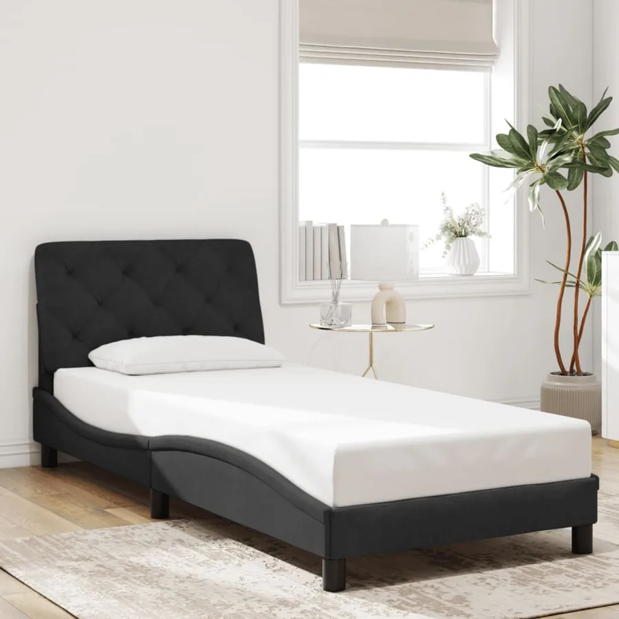 Cadre de lit avec LED sans matelas noir 90x200 cm velours - 4