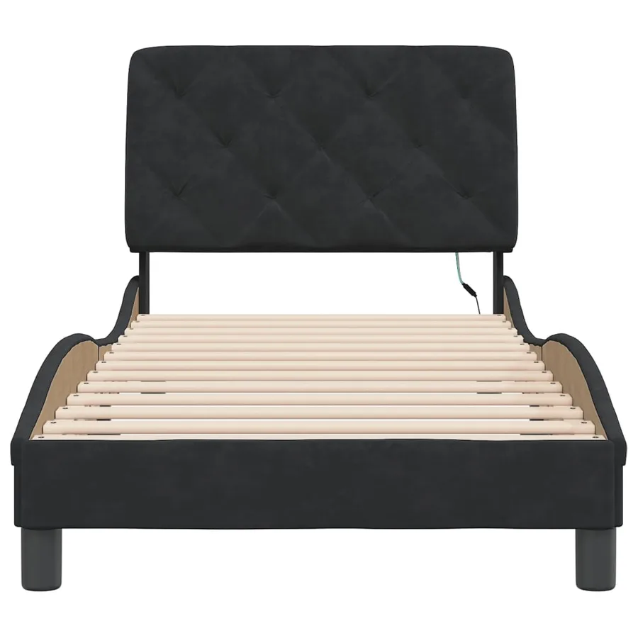 Cadre de lit avec LED sans matelas noir 90x200 cm velours - 6