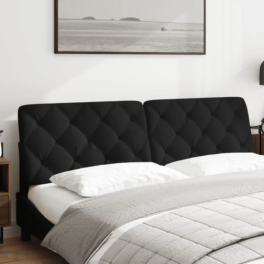 Coussin de tête de lit noir 180 cm velours - 3