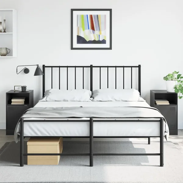Tables de chevet 2 pcs noir 34,5x39x62 cm acier
