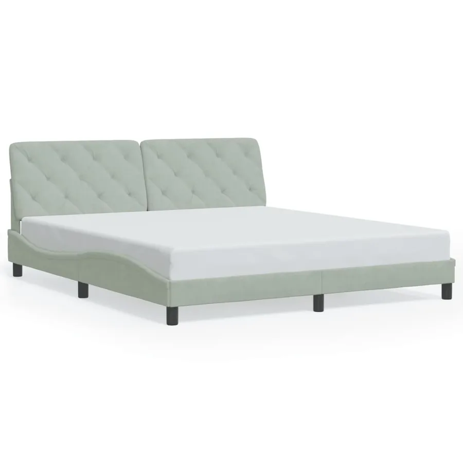 Cadre de lit avec LED sans matelas gris clair 180x200cm velours - 5