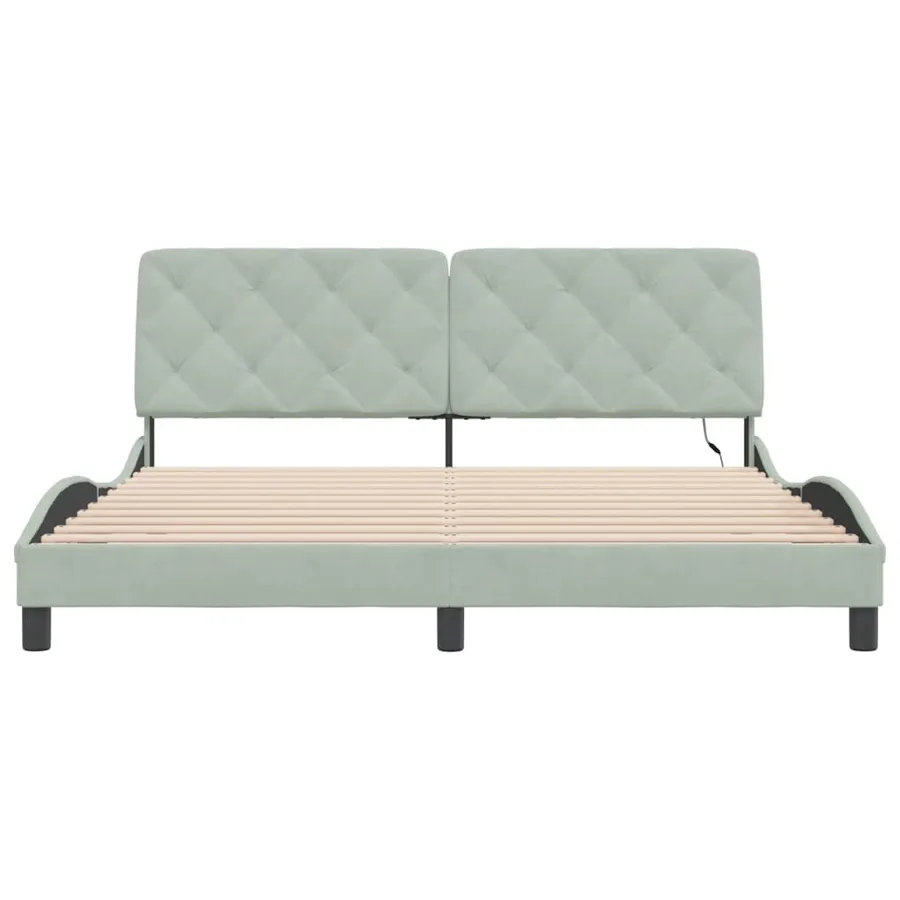 Cadre de lit avec LED sans matelas gris clair 180x200cm velours - 6