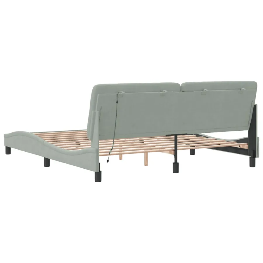 Cadre de lit avec LED sans matelas gris clair 180x200cm velours - 8