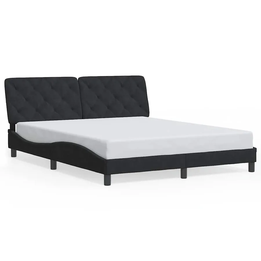 Cadre de lit sans matelas noir 160x200 cm velours - 2