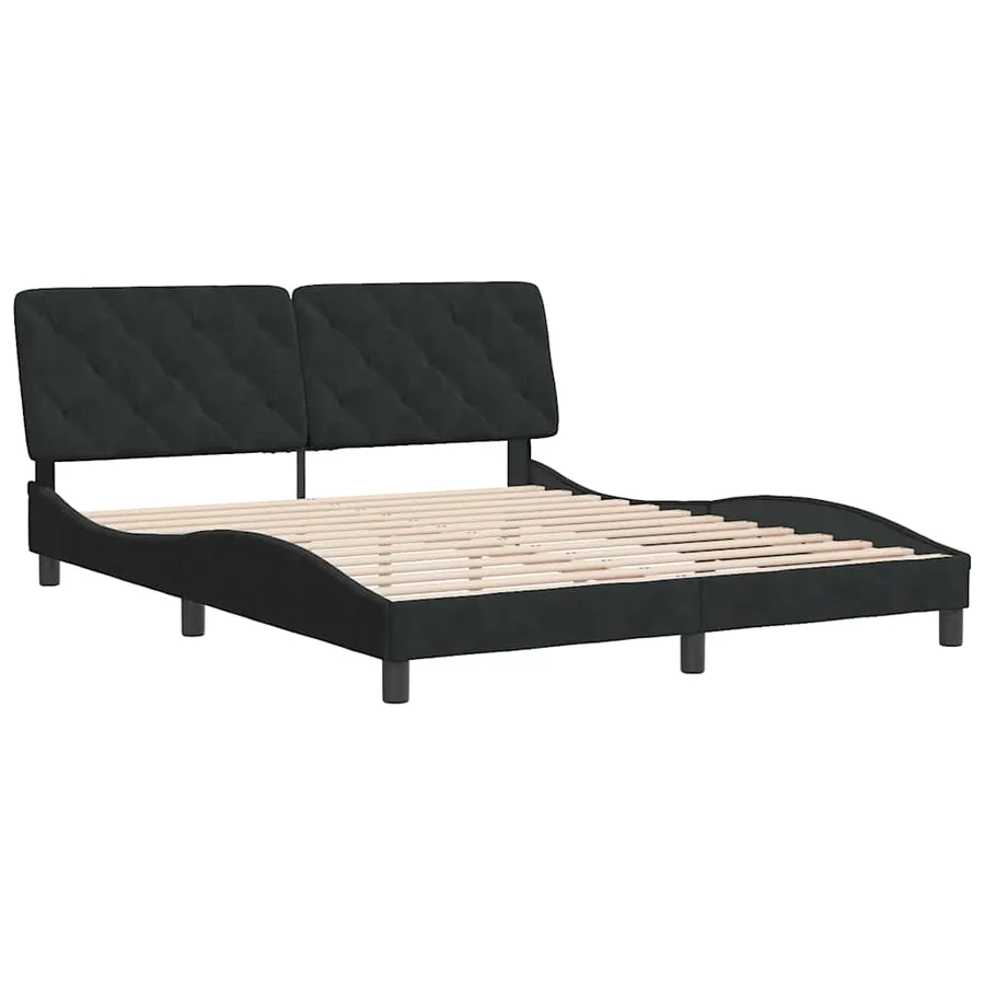 Cadre de lit sans matelas noir 160x200 cm velours - 3