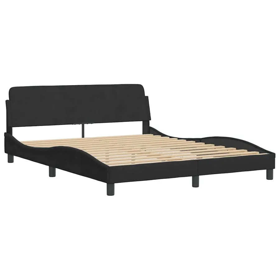 Cadre de lit sans matelas noir 160x200 cm velours - 4