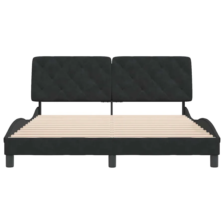 Cadre de lit sans matelas noir 160x200 cm velours - 5