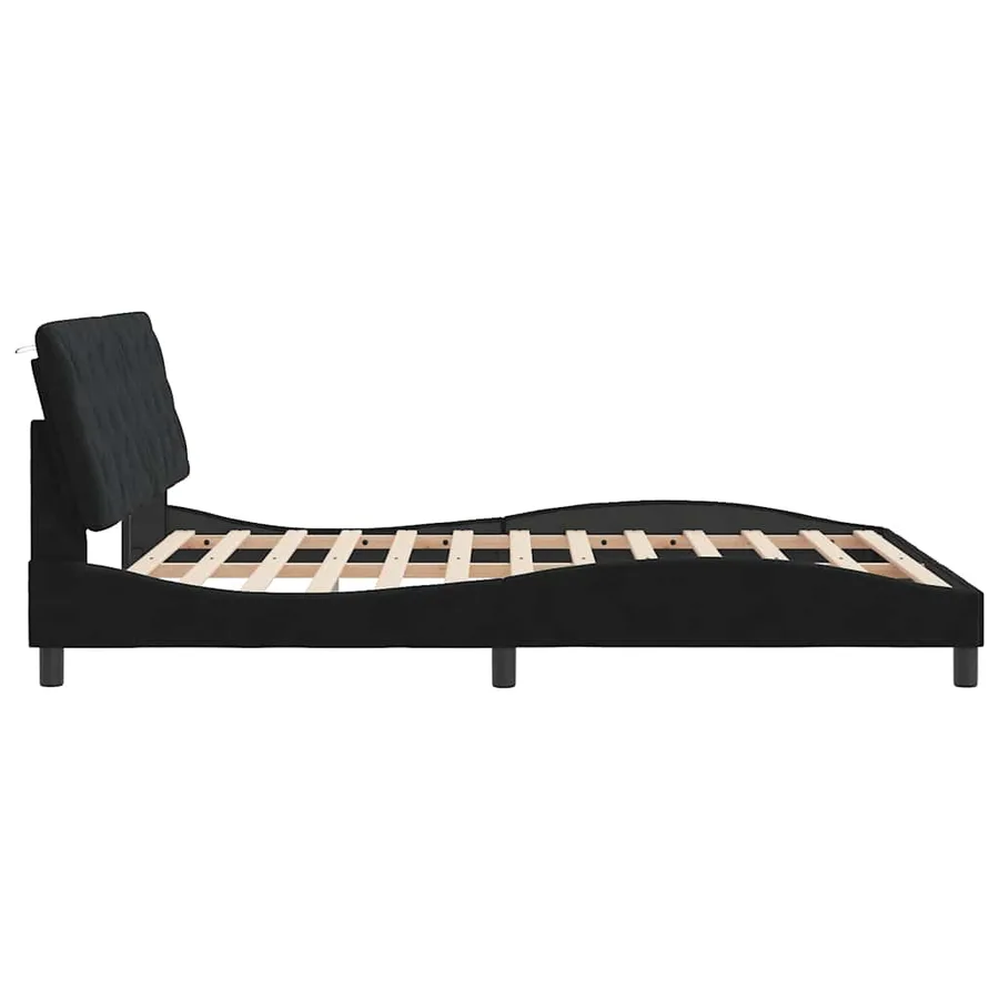 Cadre de lit sans matelas noir 160x200 cm velours - 6