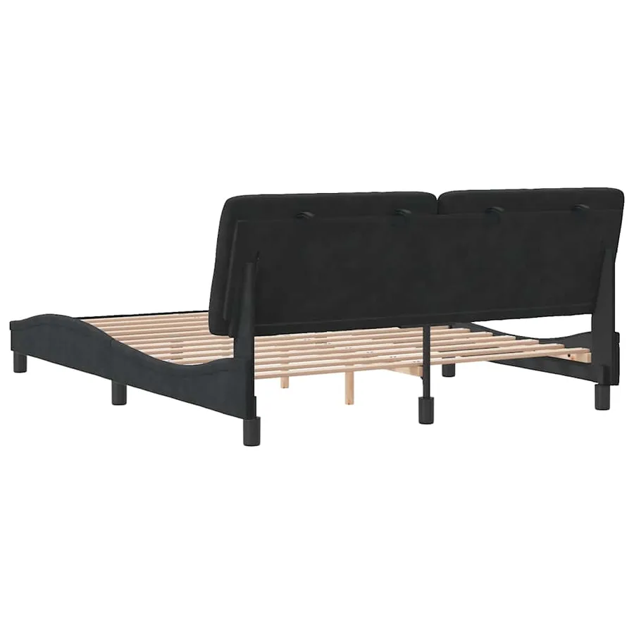 Cadre de lit sans matelas noir 160x200 cm velours - 7