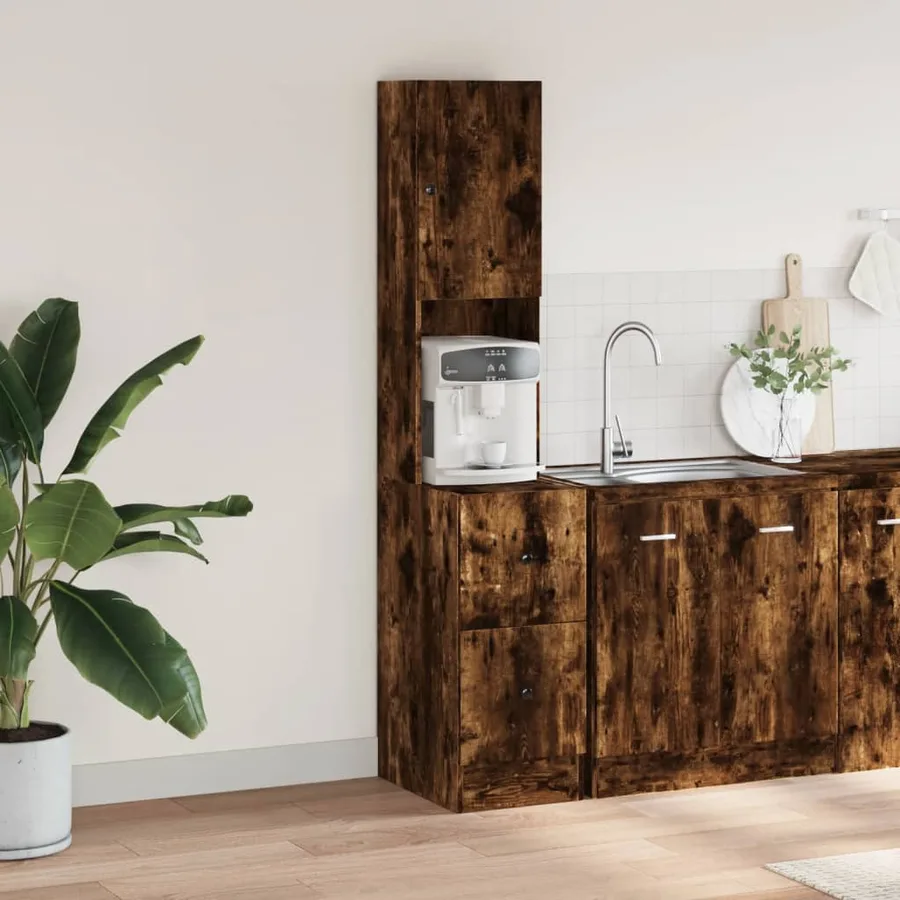 Armoire de cuisine chêne fumé 35x50x180 cm bois d'ingénierie - 3