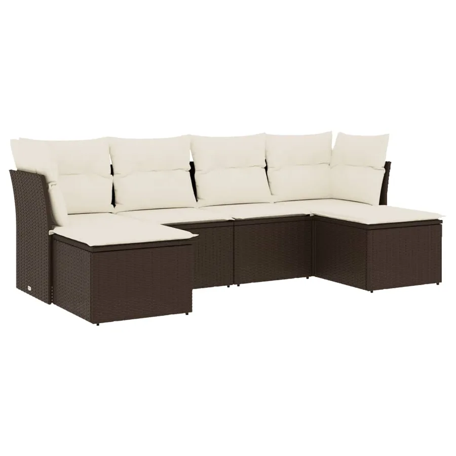 Salon de jardin avec coussins 6 pcs marron résine tressée - 2