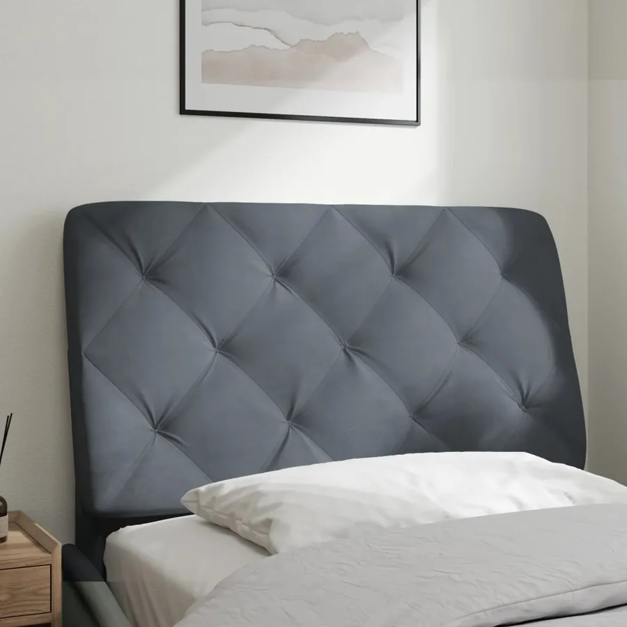 Coussin de tête de lit gris foncé 80 cm velours - 3