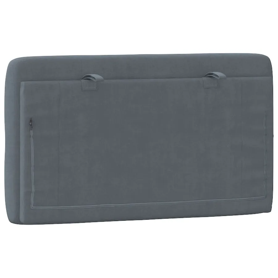 Coussin de tête de lit gris foncé 80 cm velours - 7