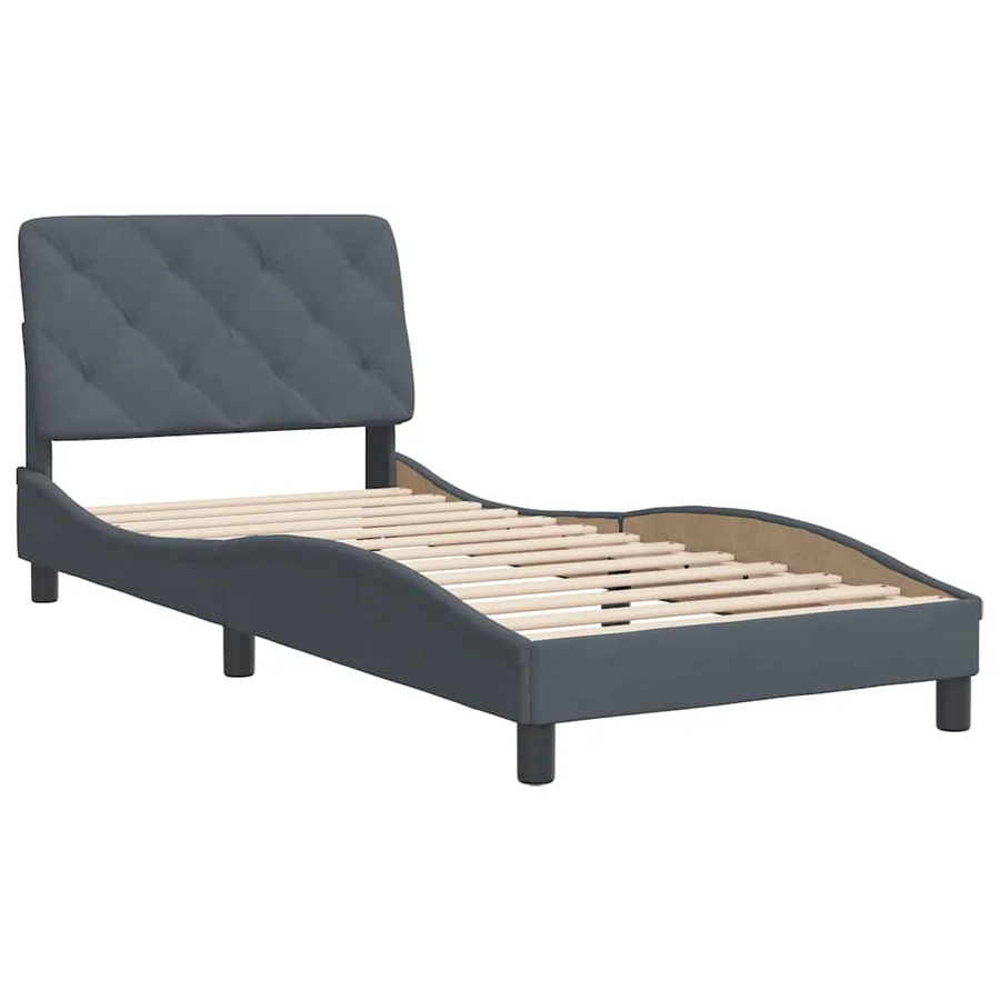 Cadre de lit sans matelas gris foncé 80x200 cm velours - 3