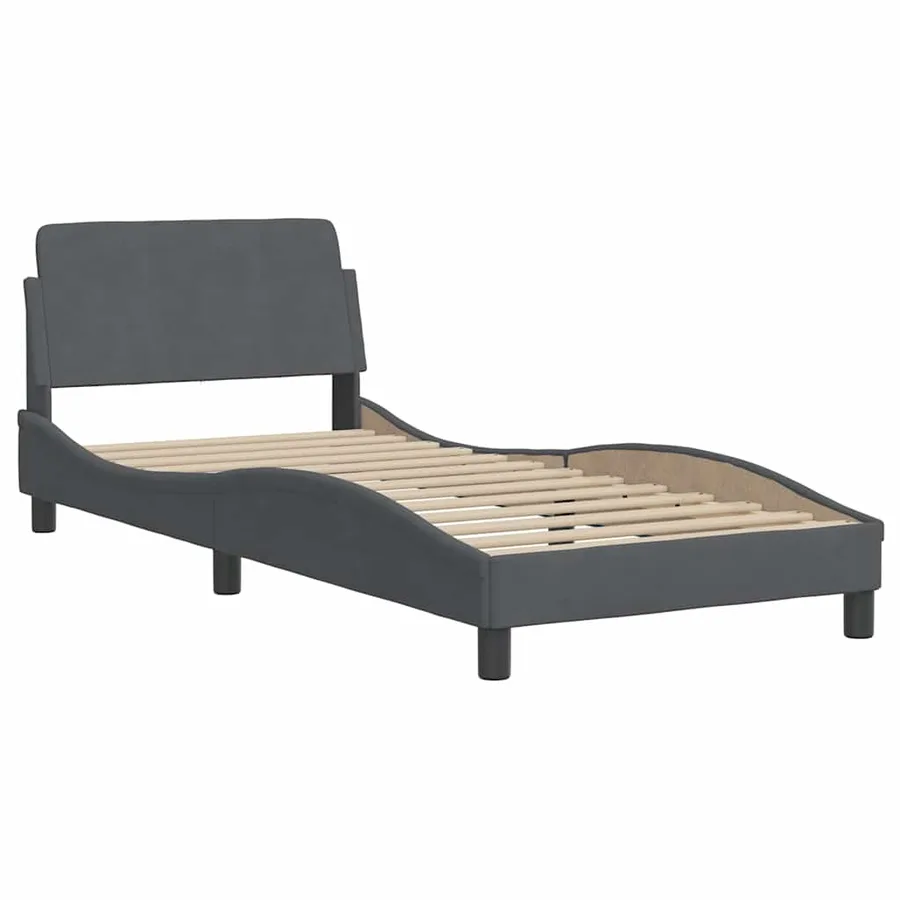 Cadre de lit sans matelas gris foncé 80x200 cm velours - 4