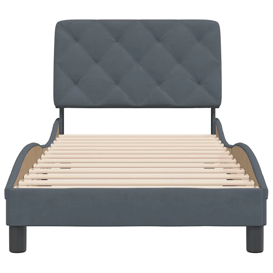 Cadre de lit sans matelas gris foncé 80x200 cm velours - 5