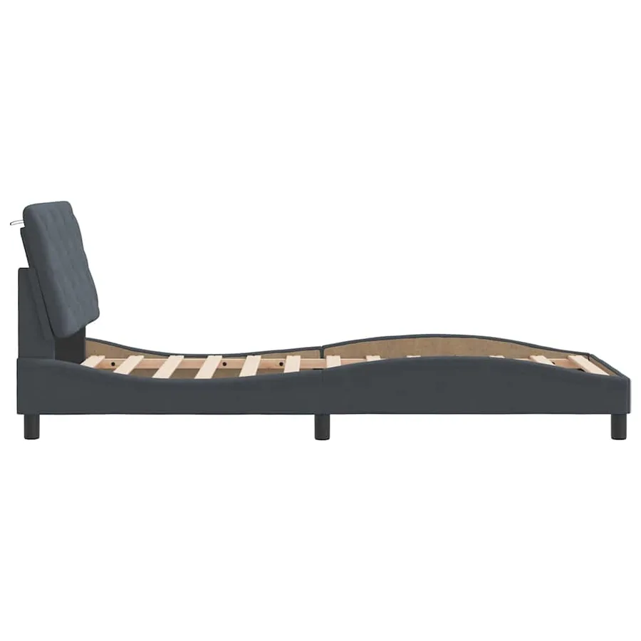 Cadre de lit sans matelas gris foncé 80x200 cm velours - 6