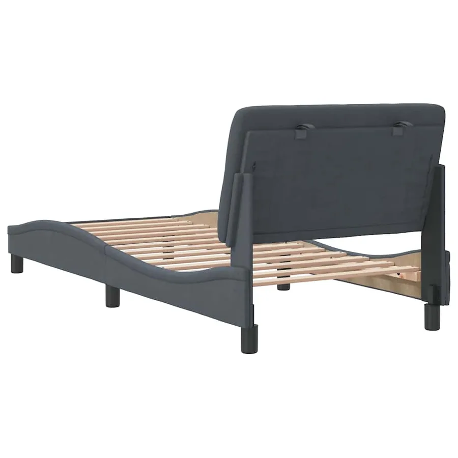 Cadre de lit sans matelas gris foncé 80x200 cm velours - 7