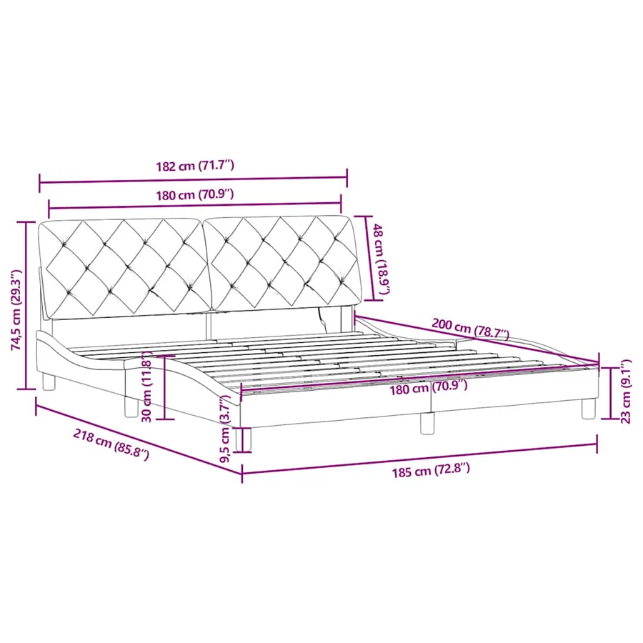 Cadre de lit avec LED sans matelas bleu 180x200 cm velours - 15