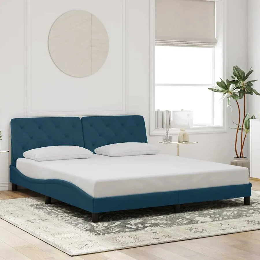 Cadre de lit avec LED sans matelas bleu 180x200 cm velours - 4