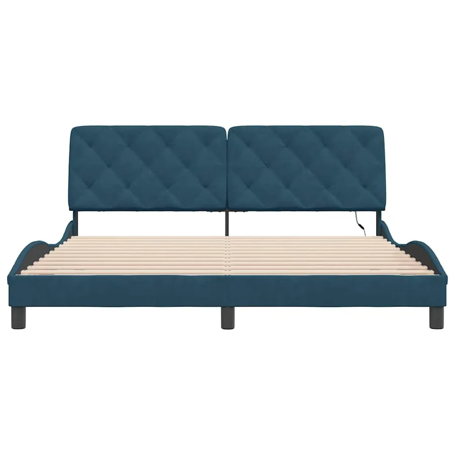 Cadre de lit avec LED sans matelas bleu 180x200 cm velours - 6