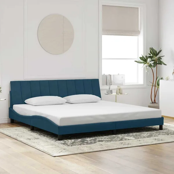 Cadre de lit sans matelas bleu 90x190 cm velours