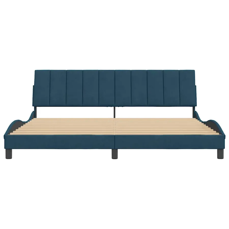 Cadre de lit sans matelas bleu 90x190 cm velours - 5