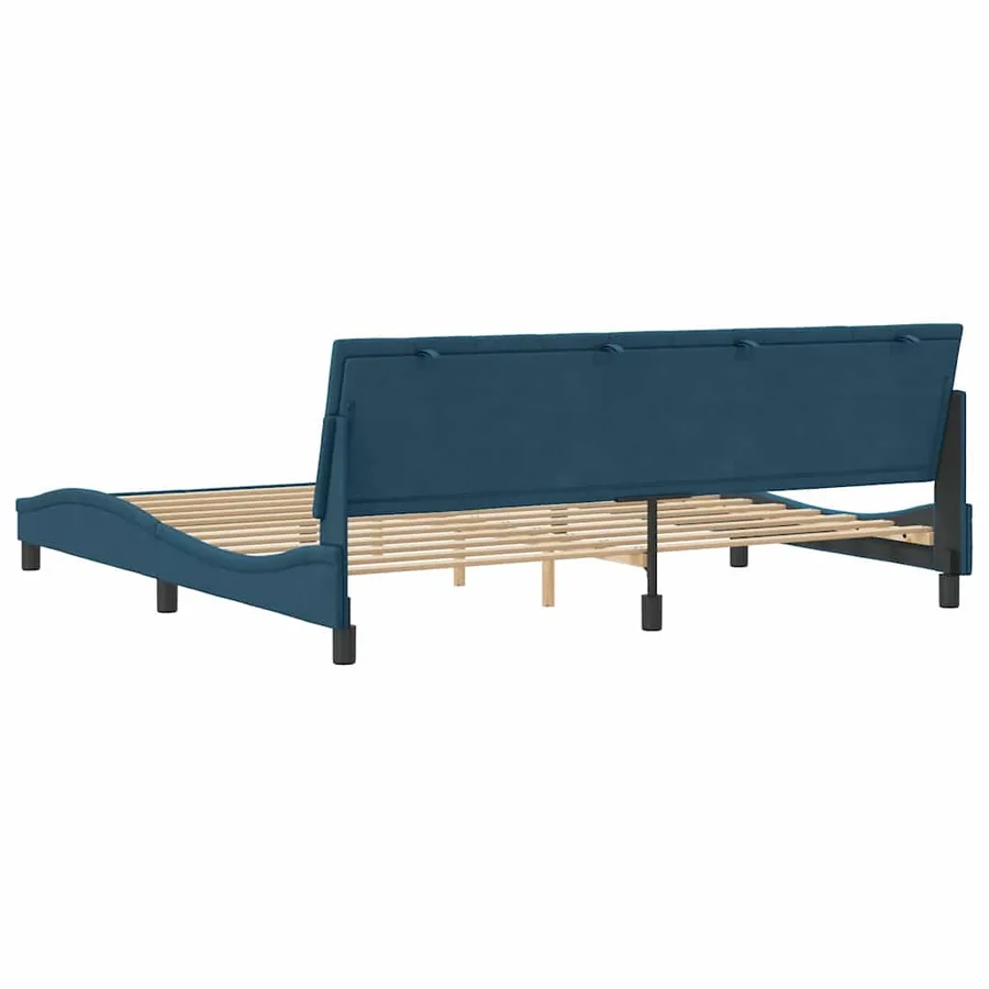 Cadre de lit sans matelas bleu 90x190 cm velours - 8
