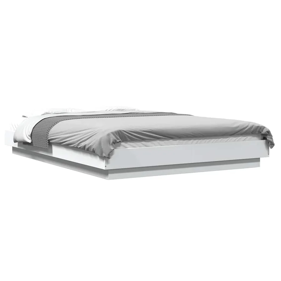 Cadre de lit avec lumières LED sans matelas blanc 140x200 cm - 2