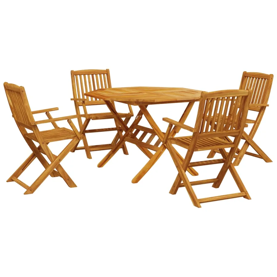 Ensemble à manger de jardin pliable 5 pcs bois massif d’acacia - 2