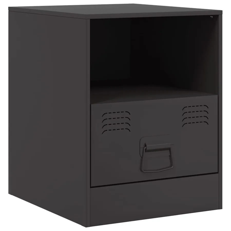 Table de chevet noir 34,5x39x44 cm acier - 2