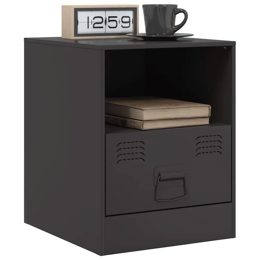 Table de chevet noir 34,5x39x44 cm acier - 4