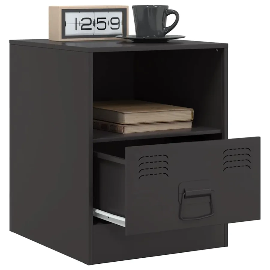 Table de chevet noir 34,5x39x44 cm acier - 5