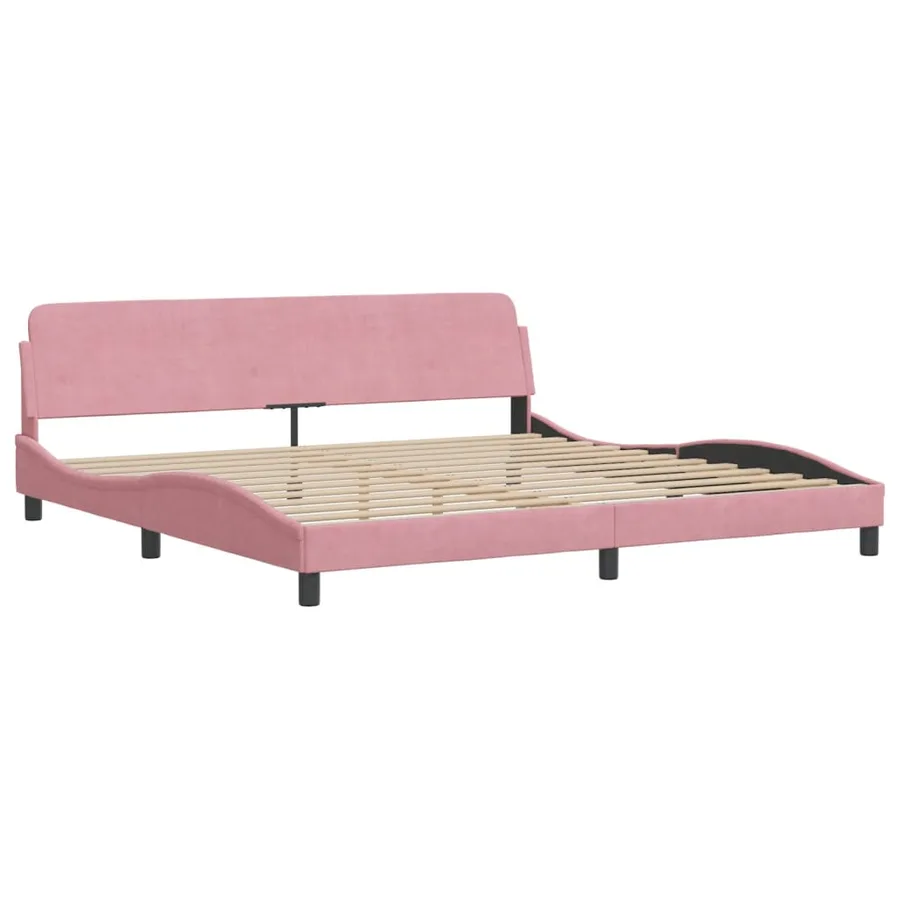 Lit avec matelas rose 200x200 cm velours - 4